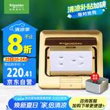 施耐德电气 五孔地插(带底盒) 弹出阻尼式防水地面地板插座铜质E227C10U_BAS