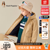 暇步士（Hush Puppies）童装儿童厚风衣冬季新款男女大童纯色摇粒绒外套时尚厚风衣 暖卡其 150 cm