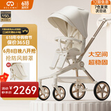 德拉玛（DELAMA）Q2遛娃神器婴儿推车高景观婴儿车可坐可躺换向轻便折叠宝宝溜娃车 Q2白天鹅PLUS（加大轮版）