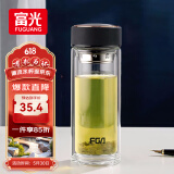 富光男女士双层玻璃杯 高硼硅玻璃304茶隔水杯子 带茶隔泡茶杯500ml