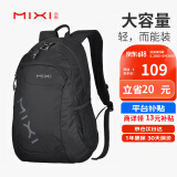 米熙mixi14英寸电脑包休闲运动双肩包女背包大容量旅行包18吋黑色5005
