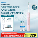飞利浦（PHILIPS）【肖战推荐】电动牙刷钻石3系 生日父亲节礼物 成人情侣款送男生/女友 微泡水流 HX5171/04淡粉色