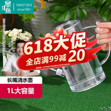 墨斗鱼喷壶透明款浇花水壶1L长嘴洒水壶家用大容量浇水浇花种菜不锈钢嘴