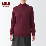 无印良品（MUJI）女式 天竺 可水洗 半高领毛衣 长袖针织衫  BAG14A2A 深紫红色 S 155/80A