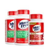 Move Free益节绿瓶氨糖软骨素维骨力钙片含MSM成人中老年氨基葡萄糖骨维力 【缓痛CP】绿瓶 120粒*2瓶 +骨胶原75粒*1瓶