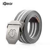 iGear帆布腰带男士休闲青年加厚自动扣皮带户外时尚裤腰带节日礼物军训