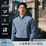 布克兄弟（BrooksBrothers）男士春夏牛津纺扣结领logo休闲衬衫 4003-牛仔蓝 L