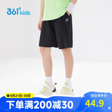 361°儿童短裤夏季男女童3-12岁透气运动裤梭织五分裤 黑 170