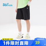 361°儿童短裤夏季男女童3-12岁透气运动裤梭织五分裤 黑 175
