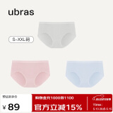 ubras女士内裤女抗菌底裆中腰三角裤粉末蓝+椰青灰+兰花烟S
