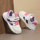 SNOOPY史努比童鞋儿童运动鞋男孩网布跑步鞋女童耐磨休闲鞋7864米紫粉28