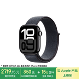 Apple/苹果 Watch Series 10 智能手表蜂窝款42毫米亮黑色铝金属表壳浓墨色回环式运动表带MWXP3CH/B
