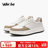 Walker Shop 男士时尚百搭小白鞋2025新款轻便软底板鞋透气增高休闲板鞋 白卡其 38
