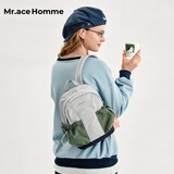 Mr.ace Homme新款轻便双肩包女高中生上课书包大容量电脑背包男 青蓝灰小款