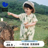 迷你巴拉男童宝宝连体衣夏季萌趣时尚酷帅工装风爬服