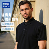 罗蒙（ROMON）纯棉短袖t恤男夏季休闲商务中青年翻领POLO衫男薄款上衣 黑色 2XL