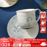 华光骨瓷水杯茶杯带盖 茶杯套装高档伴手礼 办公杯会议杯 富贵花开 乾坤盖杯（灰牡丹+白金）