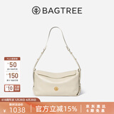 BAGTREE【明星同款】包包树奶盒包植鞣牛皮新款轻奢品牌单肩斜挎Hobo女包 皎月白-中号【磁吸拉链款】 高级小众