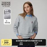 Teenie Weenie小熊春简约时尚美式运动卫衣学院风白色T恤上衣女装 浅灰色 S (160)