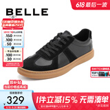 百丽男鞋舒适牛皮休闲鞋商场同款复古夏季透气德训鞋52022CM0 黑色 40 (250mm)