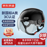 京东京造 TK02电动车头盔短镜款 夏季四季通用3C认证新国标A类315推荐电瓶车头盔M码亮光黑