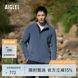 AIGLE艾高抓绒衣经典款POLARTEC户外保暖休闲耐穿半拉链上衣男士 岩灰蓝 BE482 L (180/96A)