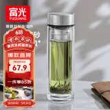富光尊爵玻璃杯 男女士双层水杯 高硼硅玻璃 304茶隔杯子泡茶杯400ml