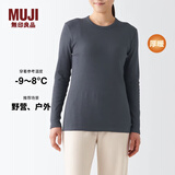 无印良品（MUJI） 女式 棉 厚款 长袖T恤 纯棉全棉 FCD70C2A 打底衫 打底衣 家居服 深灰色 S