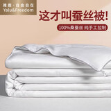 雅鹿·自由自在被子空调被夏凉被夏季夏天A类抗菌单人蚕丝被 150*200cm 格律生活