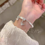 纯银手镯女繁花似锦9999实心足银镯子年轻款生日送女朋友礼物 繁花蝴蝶+风铃 附带证书+礼盒25