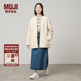无印良品（MUJI）女式 长毛抓绒 大衣 长袖秋冬款 羊羔绒外套外衣 女装 BB2QPA4A 象牙色 XL (165/92A)