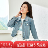 梵希蔓高腰茄克复古牛仔夹克外套女2025春秋新款宽松百搭开衫上衣 70672 浅牛仔蓝色 XL