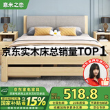 意米之恋实木床双人床软包卧室单人床【包安装】1*2m床+5cm椰棕床垫 RB-01