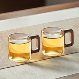 忆壶茶（YIHUTEA） 玻璃杯子耐热小品茗杯茶具配件加厚功夫花茶杯套装家居办公水杯 木把品杯2只装
