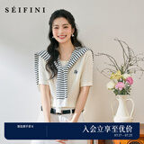 诗凡黎（'SEIFINI）诗凡黎凉感天丝老钱莱赛尔POLO绞花针织衫25夏新薄圆领短袖开衫女 本白色圆领开衫 L