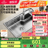 九牧（JOMOO）不锈钢拉丝水槽大容量洗菜盆洗碗池大单槽龙头套餐75*45 02277