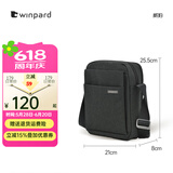 威豹winpard\威豹男士单肩包通勤简约日字包学生休闲斜挎包男邮差包 黑色