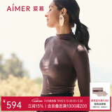 爱慕上衣女士21AW随心恋曲莫代尔小高领长袖上衣打底保暖AM726891 乔木褐9ZA 170