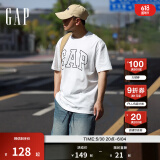 Gap【热卖爆款】男装夏撞色logo圆领短袖T恤纯棉上衣544465 白色 185/108A(XXXL) 亚洲尺码