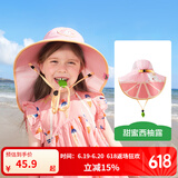 kocotree儿童防晒帽夏季宝宝男童女童大帽檐太阳帽防紫外线沙滩遮阳帽 西柚小兔子【有无马尾洞随机发】 L码：建议头围53-54cm，6-10岁