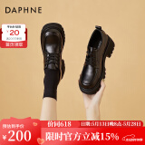 达芙妮（DAPHNE）小皮鞋女春秋单鞋新款粗跟中跟高跟鞋英伦风职业工作鞋子 黑色跟高5.3cm单里 41 (255mm) 标准码