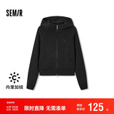 森马（Semir）外套女短款插肩袖小个子潮2024冬季加绒紧身连帽夹克109724108015