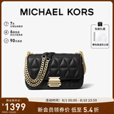 MICHAEL KORS礼物轻奢MK女包SLOAN皮质链条单肩斜挎包小号黑色/金色