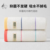 竹一百竹纤维5A抗菌毛巾2条 吸水不掉毛成人大毛巾34*70cm 100g/条运动