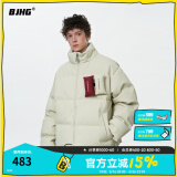 BJHG王栎鑫同款不计后果贴贴羽绒服冬季男生潮牌美式外套宽松防寒服女 奶昔白 L （150-170斤）