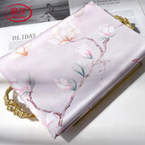 浪莎真丝丝巾女士100%桑蚕丝绸长巾中式印花披肩节日送礼盒伴手礼 兰开藕粉 170*53cm