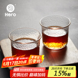 Hero日式锤纹杯透明玻璃咖啡杯耐高温茶杯防滑水杯手冲咖啡杯（单只）