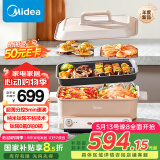 美的（Midea）多功能锅火锅专用锅超薄速沸分控电火锅电蒸锅多用途锅烤肉锅蒸烤涮一体料理锅6.5L DLS332266