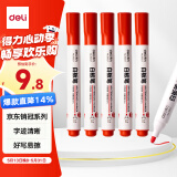 得力(deli) 粗头可擦易擦白板笔耐磨耐用 办公文具会议老师培训教学 红色10支/盒 P06817