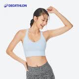 迪卡侬运动内衣女跑步瑜伽背心无钢圈美背防震文胸WSCU宝贝蓝XS 4666620